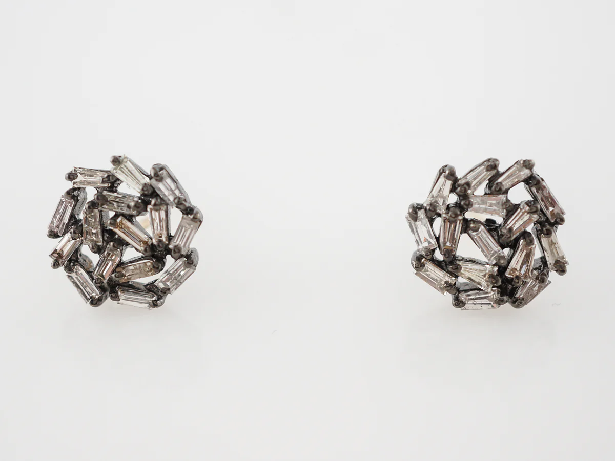 Earrings Modern 1.47 Baguette Cut Diamonds in Sterling Silver - Image 3