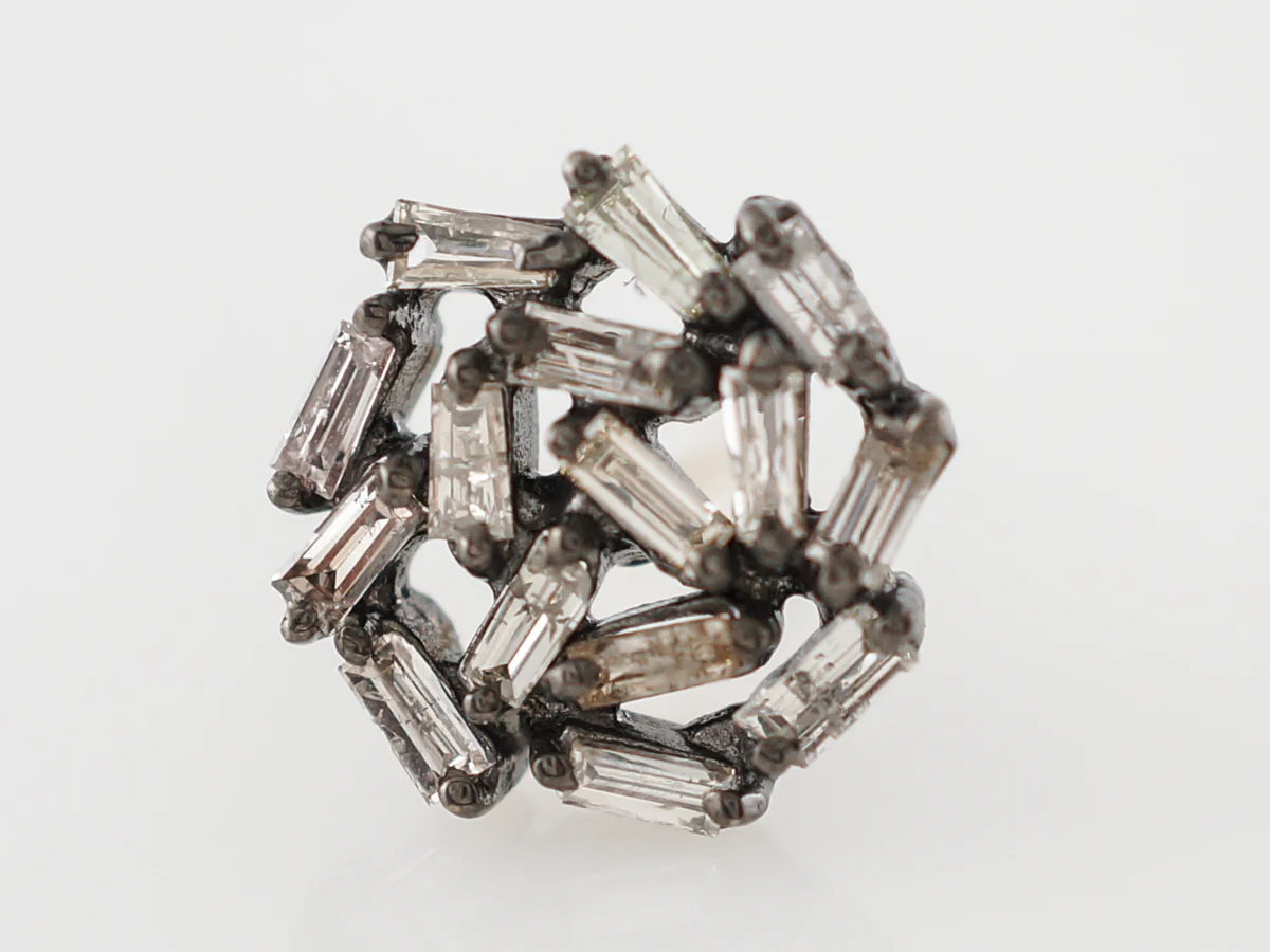 Earrings Modern 1.47 Baguette Cut Diamonds in Sterling Silver - Image 4