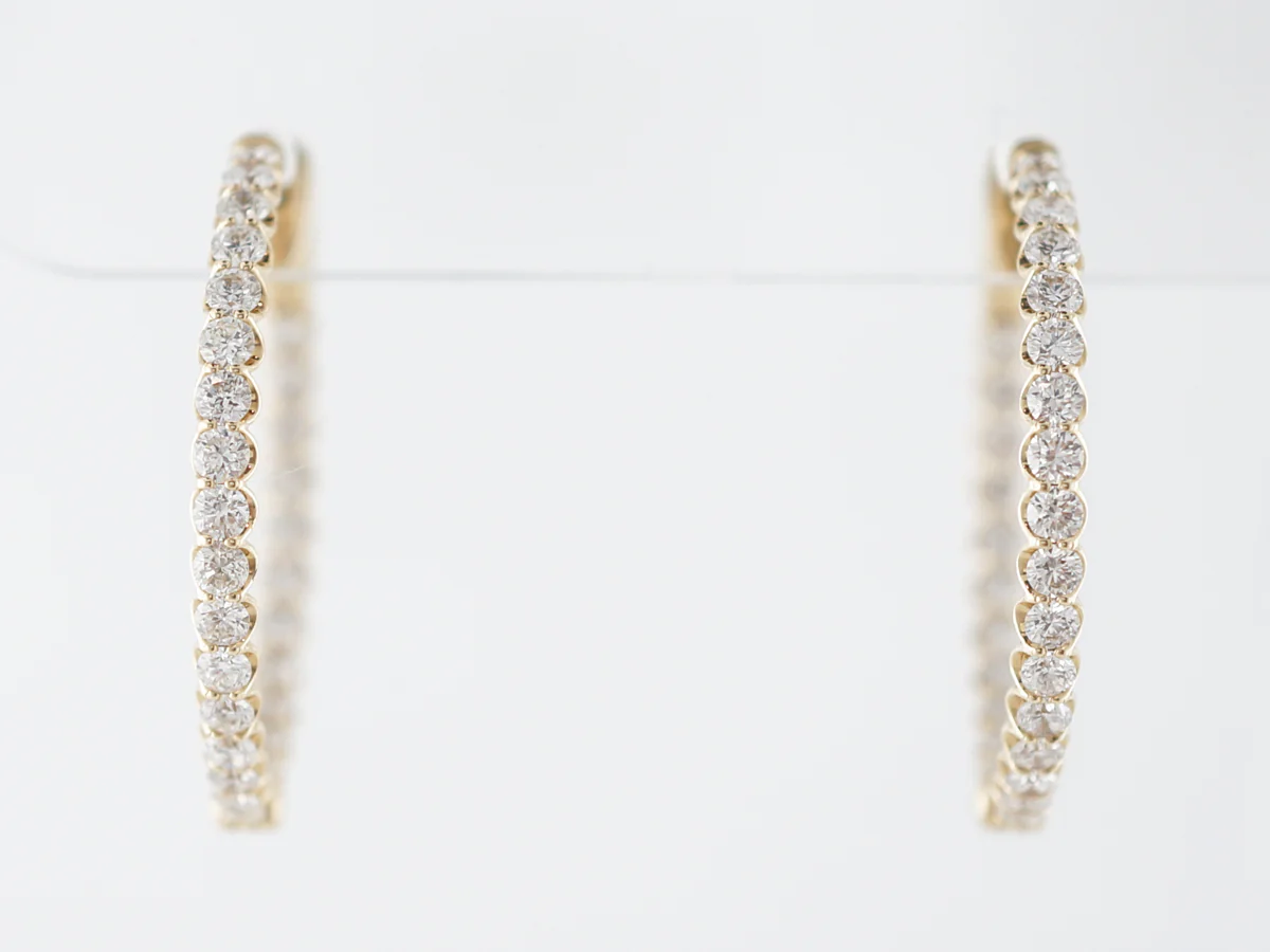 Earrings Modern 1.90 Round Brilliant Cut Diamonds in 14K Yellow Gold