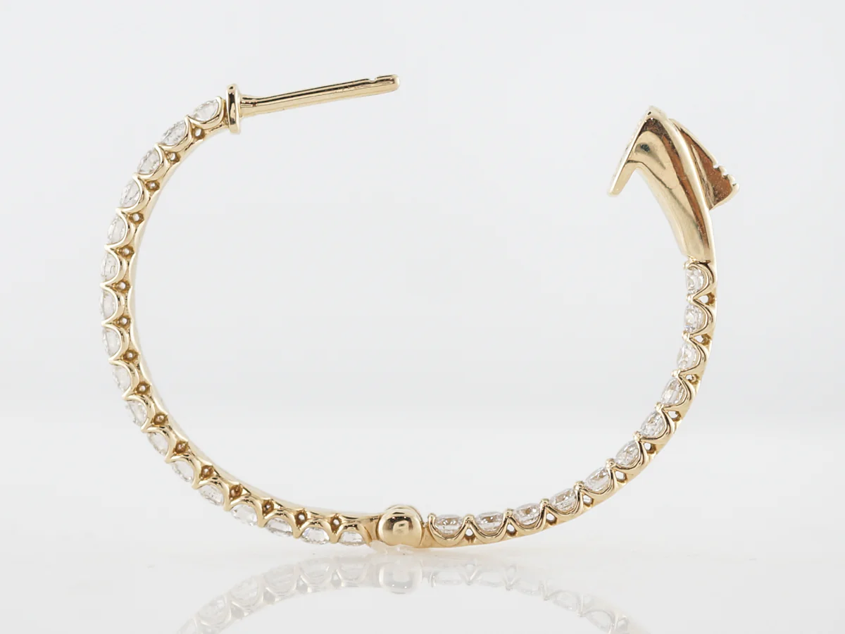 Earrings Modern 1.90 Round Brilliant Cut Diamonds in 14K Yellow Gold - Image 3
