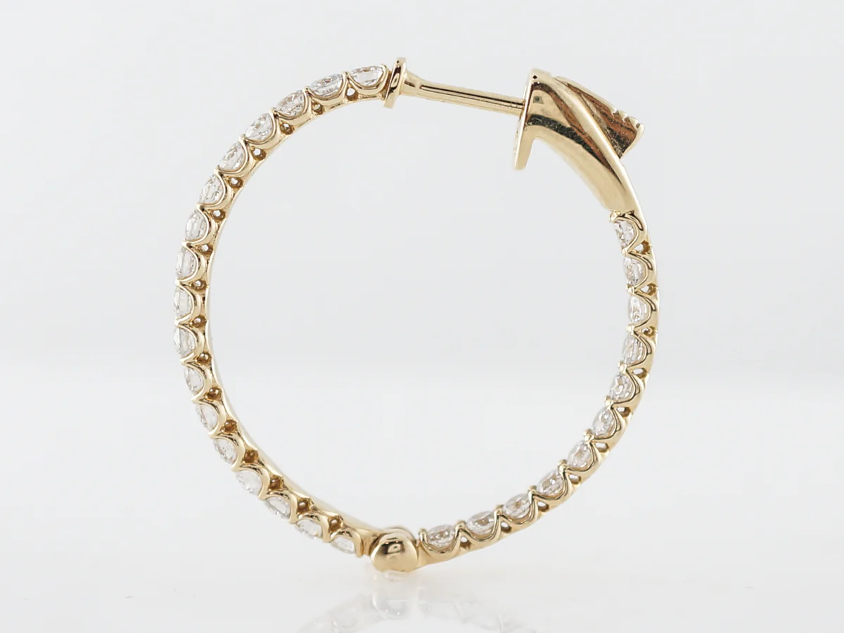 Earrings Modern 1.90 Round Brilliant Cut Diamonds in 14K Yellow Gold - Image 4