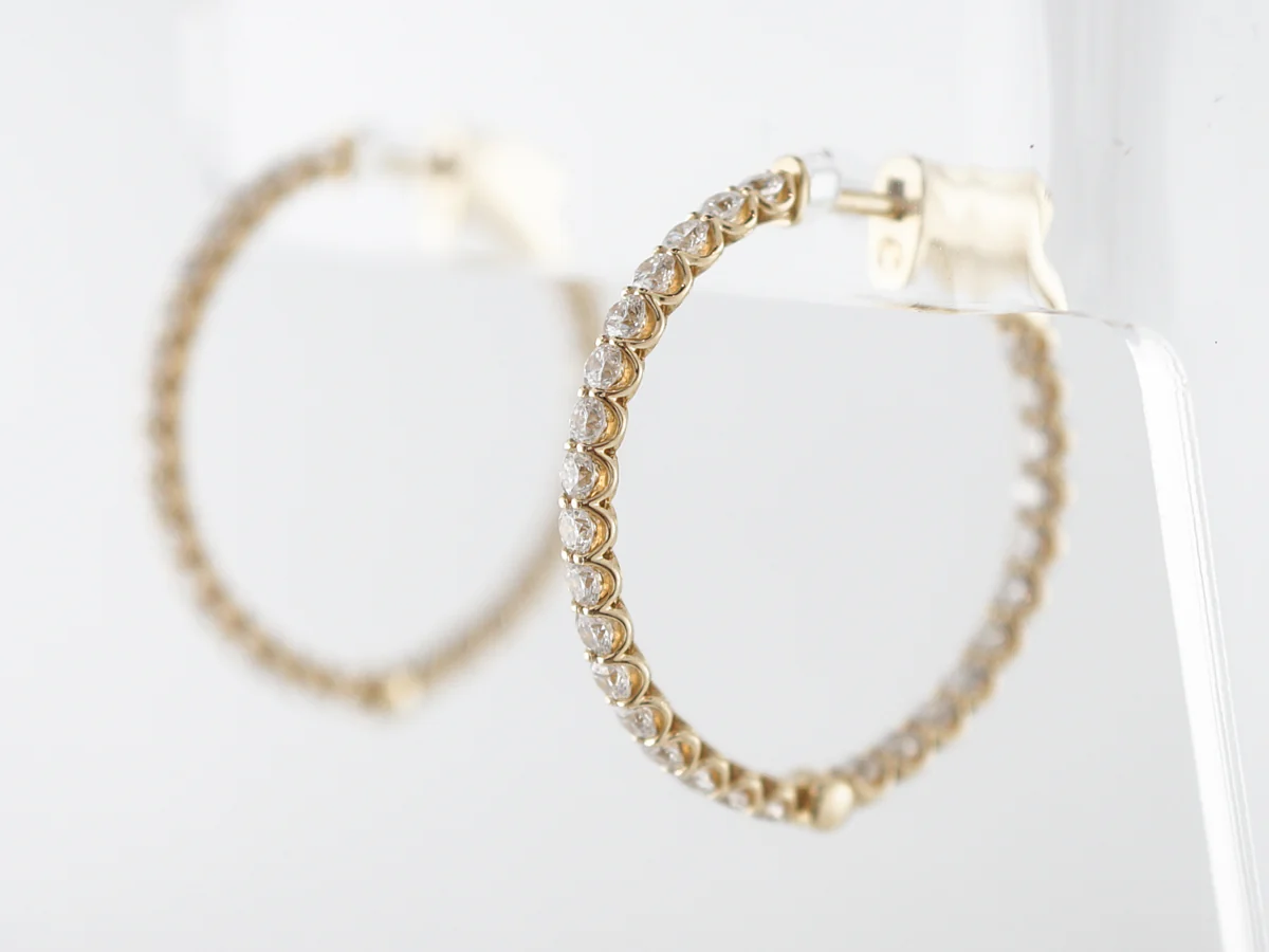 Earrings Modern 1.90 Round Brilliant Cut Diamonds in 14K Yellow Gold - Image 5