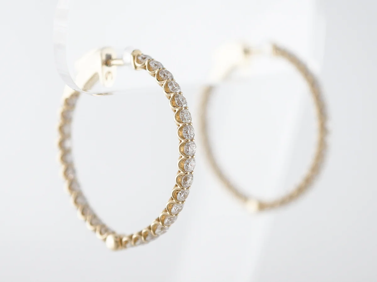 Earrings Modern 1.90 Round Brilliant Cut Diamonds in 14K Yellow Gold - Image 6