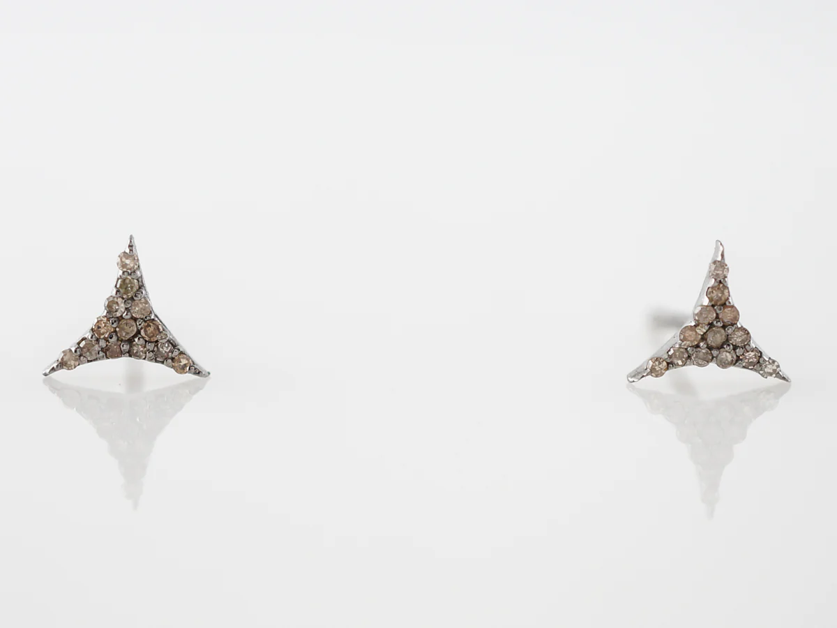 Earrings Modern .13 Round Brilliant Cut Diamonds in Sterling Silver - Image 2