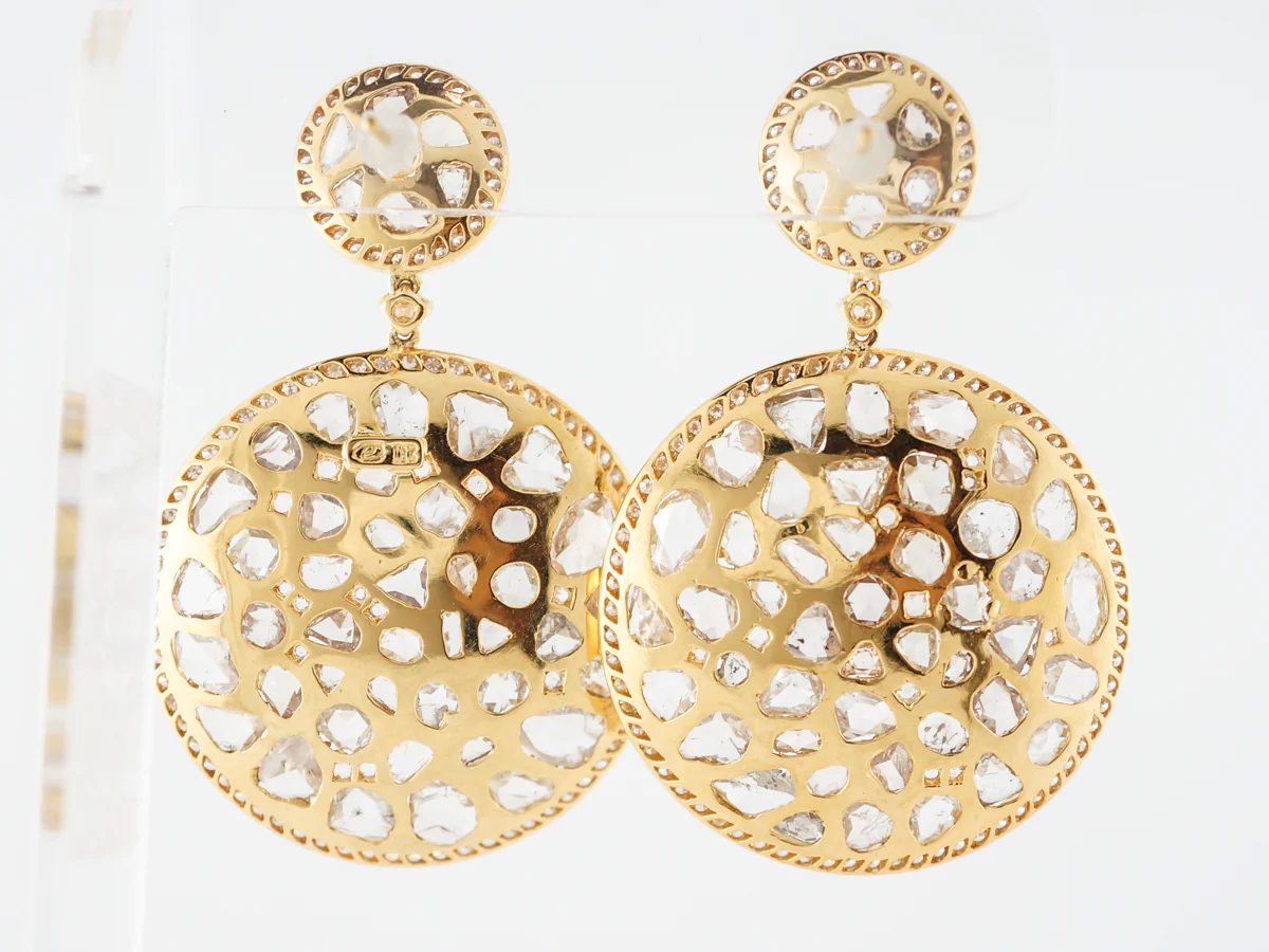 ***RTV***Earrings Modern 19.46 Rose Cut Diamonds in 18K Yellow Gold - Image 2