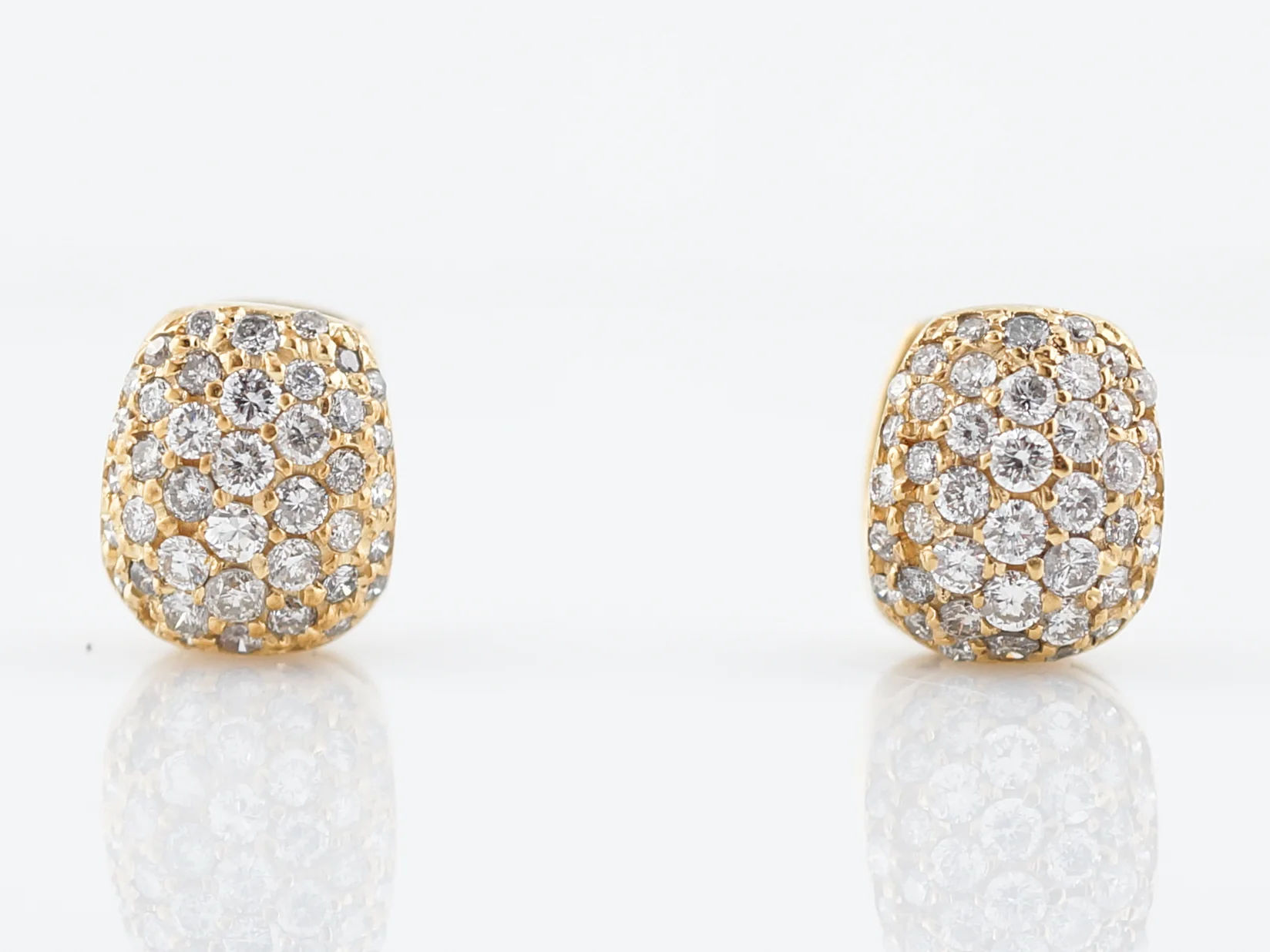 Earrings Modern 2.12 Round Brilliant Cut Diamonds in 14K Yellow Gold - Image 2