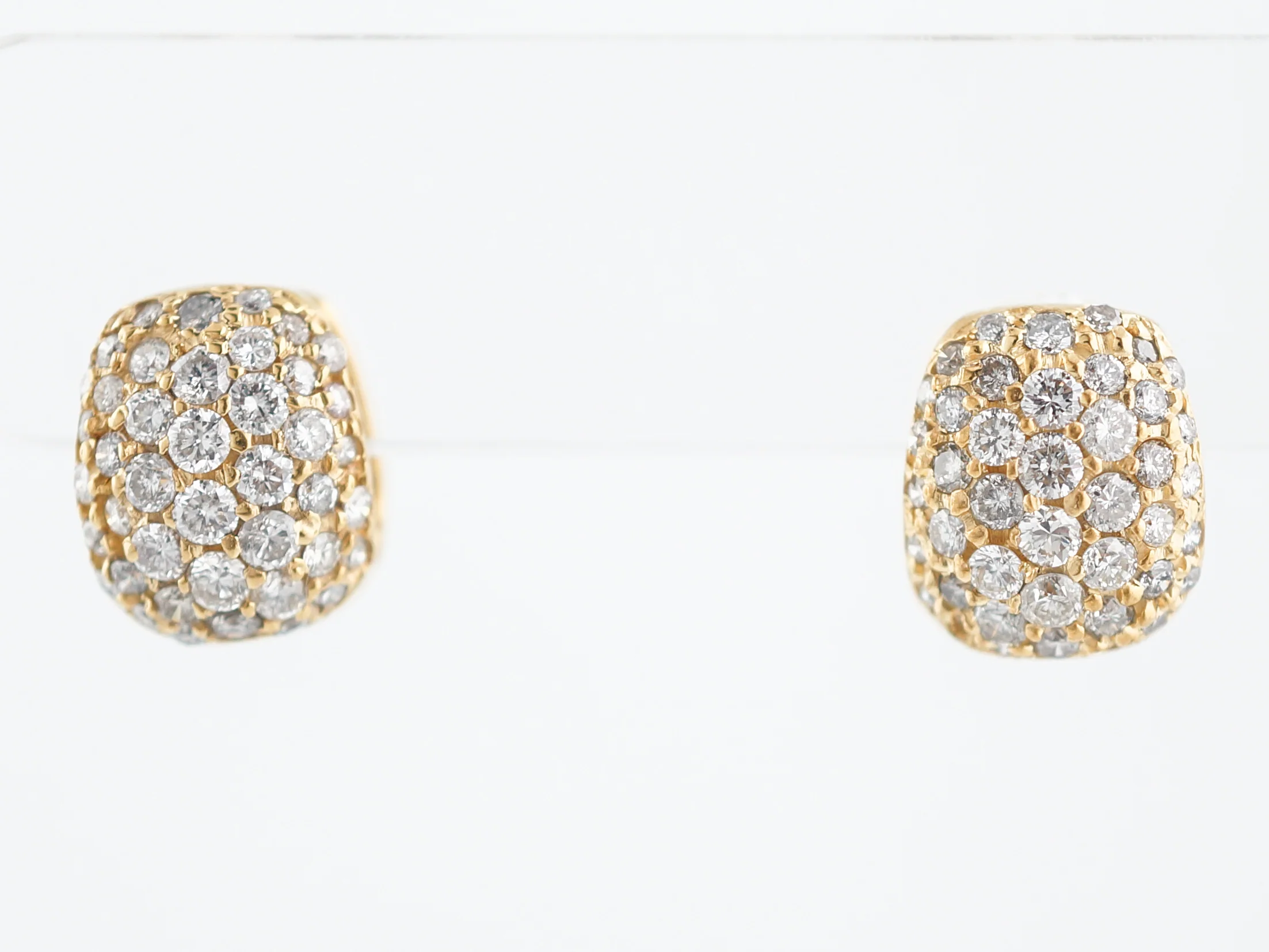 Earrings Modern 2.12 Round Brilliant Cut Diamonds in 14K Yellow Gold - Image 2