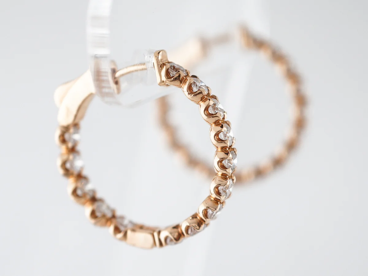 **RTV 1/17/19**Earrings Modern 2.23 Round Brilliant Cut Diamonds in 18K Rose Gold - Image 2