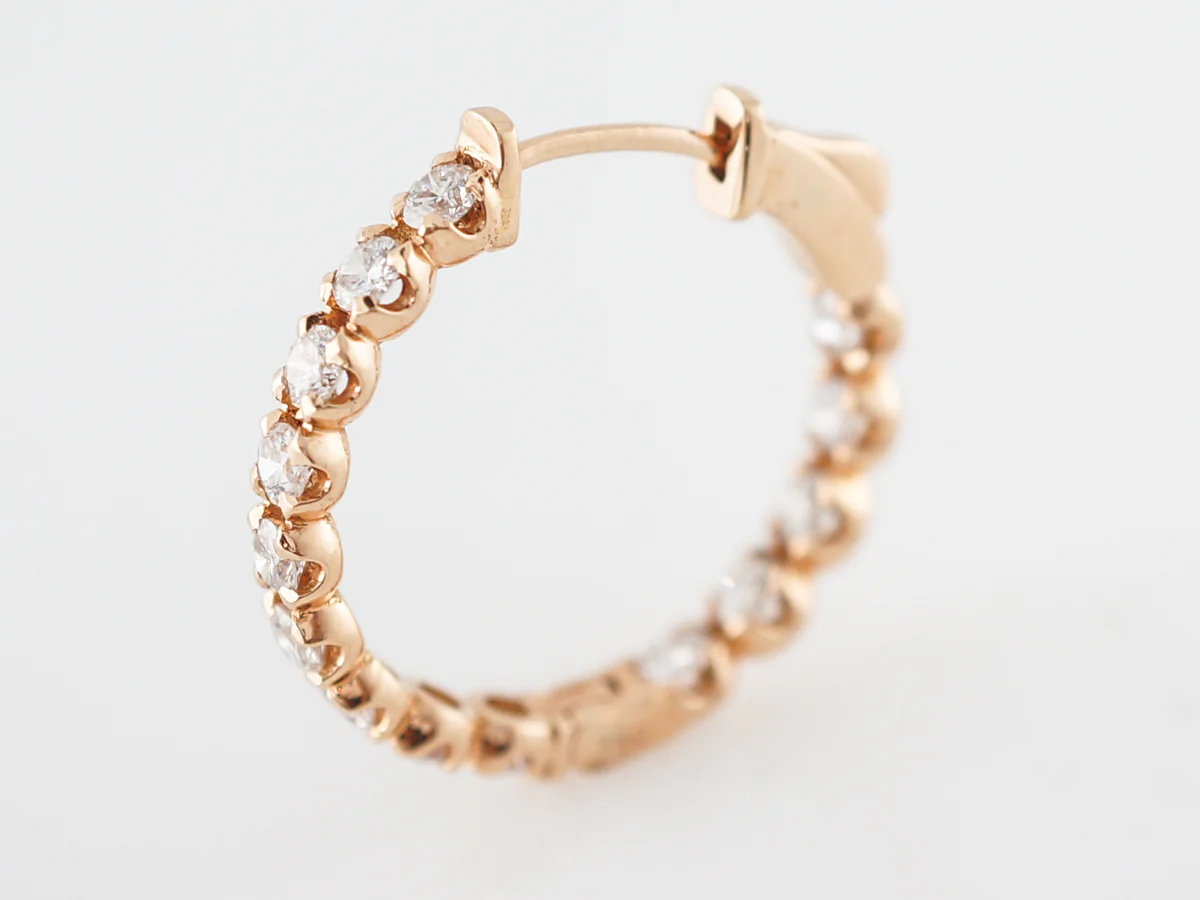 **RTV 1/17/19**Earrings Modern 2.23 Round Brilliant Cut Diamonds in 18K Rose Gold - Image 4