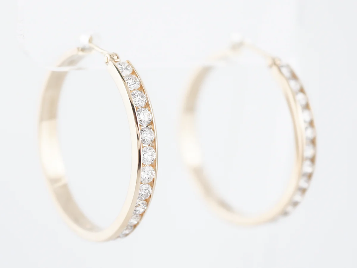 Earrings Modern 2.5 Round Brilliant Cut Diamonds in 14k Yellow Gold - Image 2