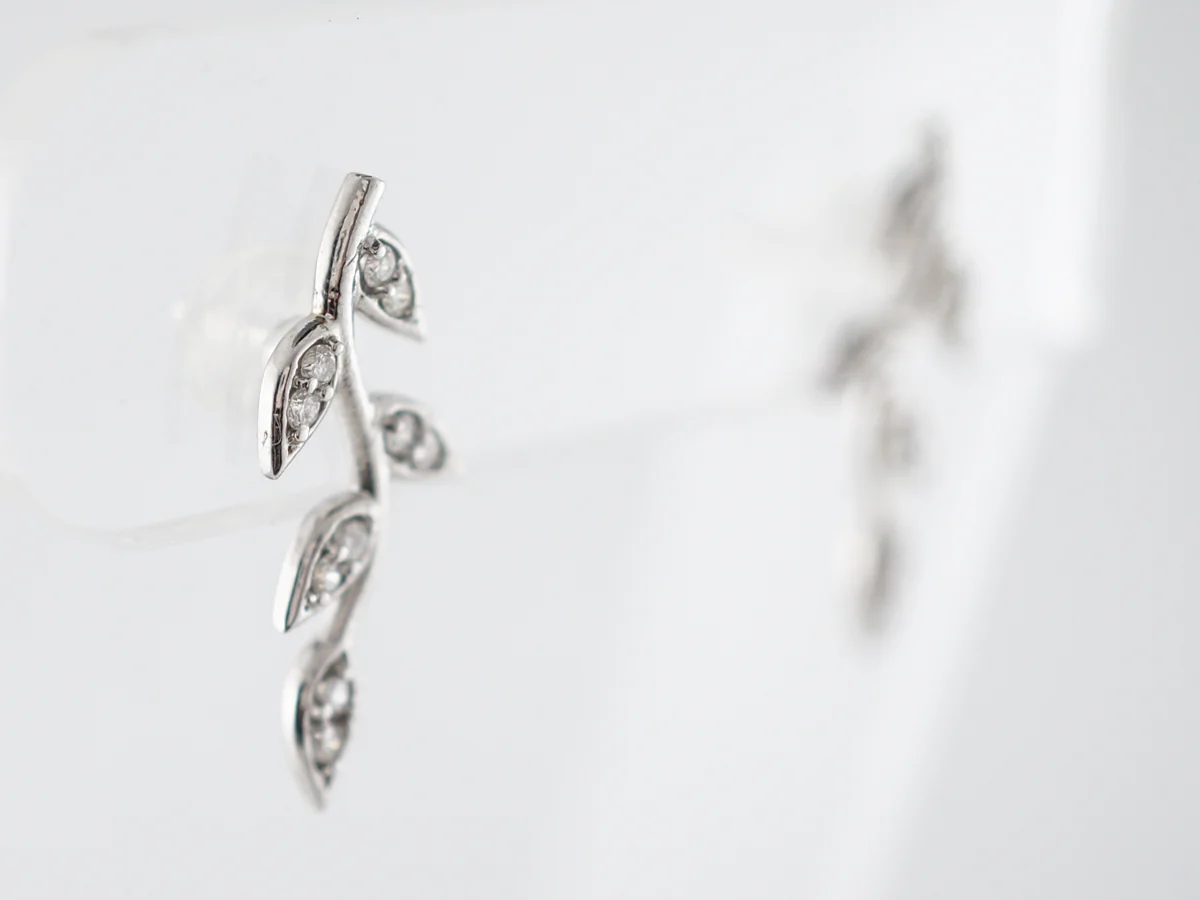 Earrings Modern .20 Round Brilliant Cut Diamonds in 14k White Gold - Image 3