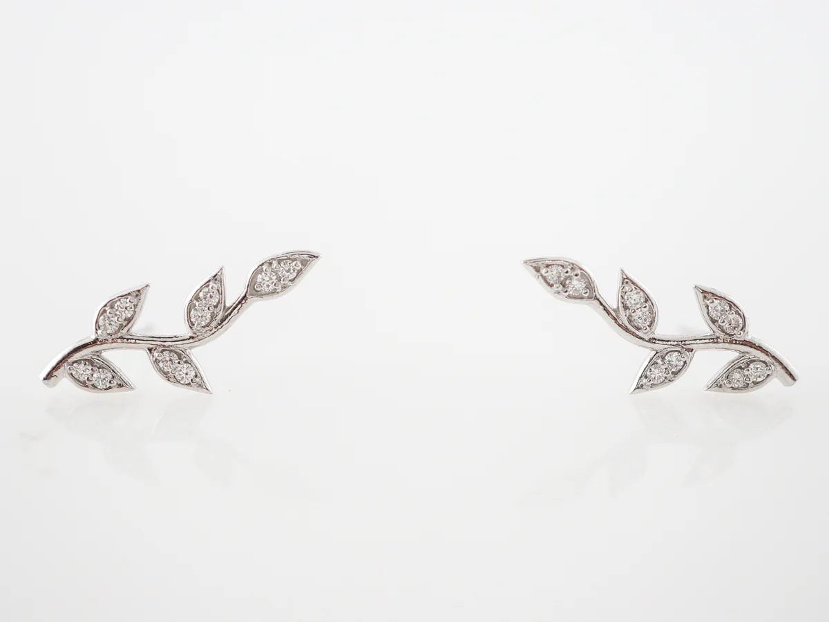 Earrings Modern .20 Round Brilliant Cut Diamonds in 14k White Gold - Image 4