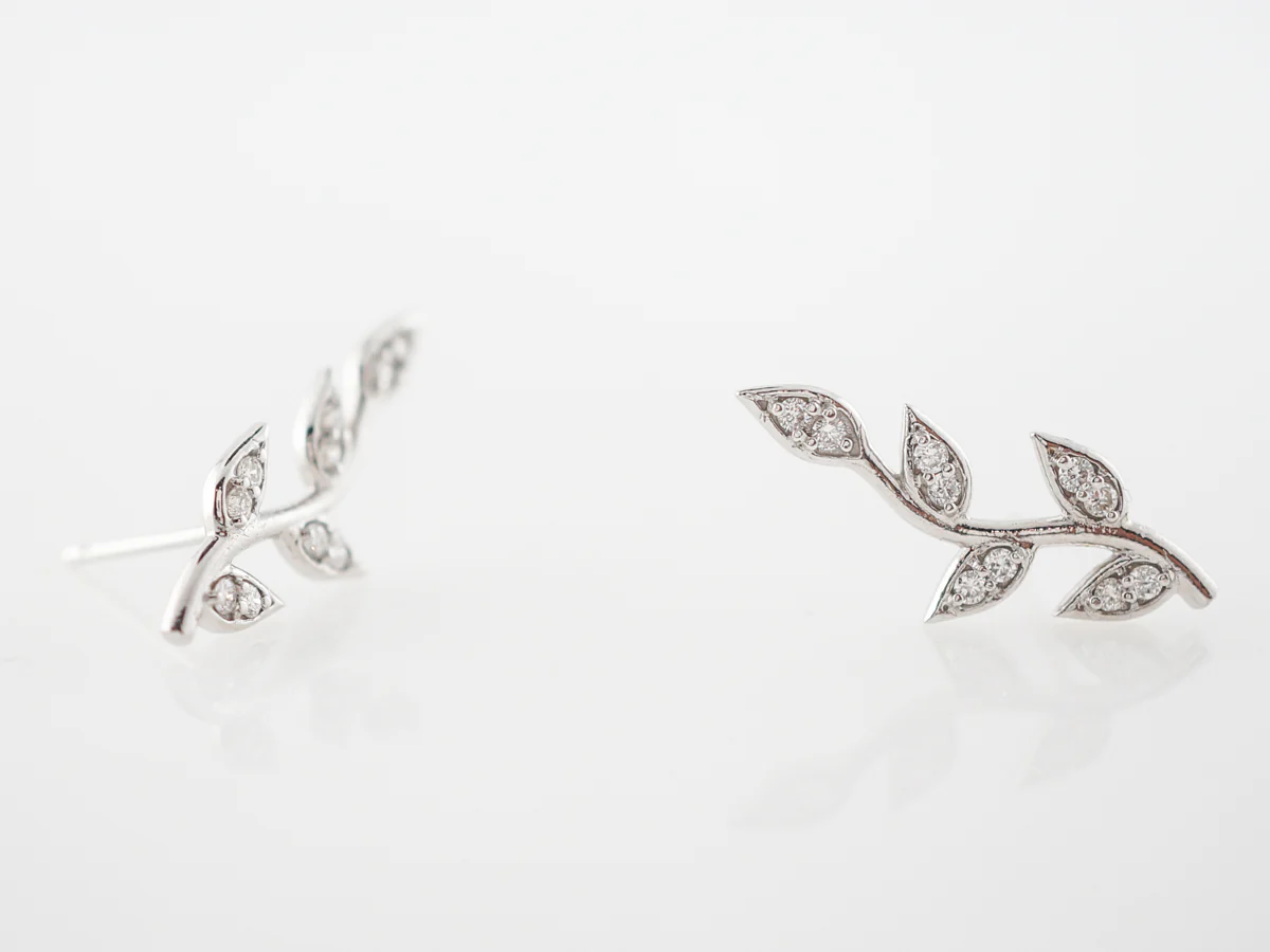 Earrings Modern .20 Round Brilliant Cut Diamonds in 14k White Gold - Image 5