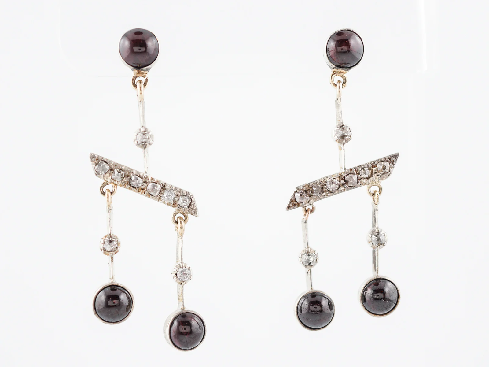 Earrings Modern .21 Old Mine Cut Diamonds in 14k White Gold - Image 2