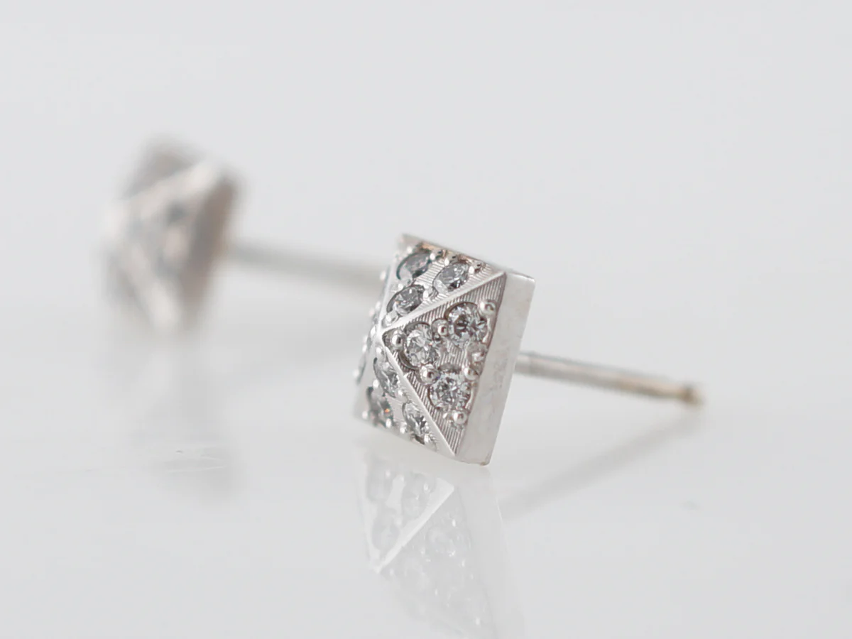 Earrings Modern .24 Round Brilliant Cut Diamonds in 14k White Gold - Image 2