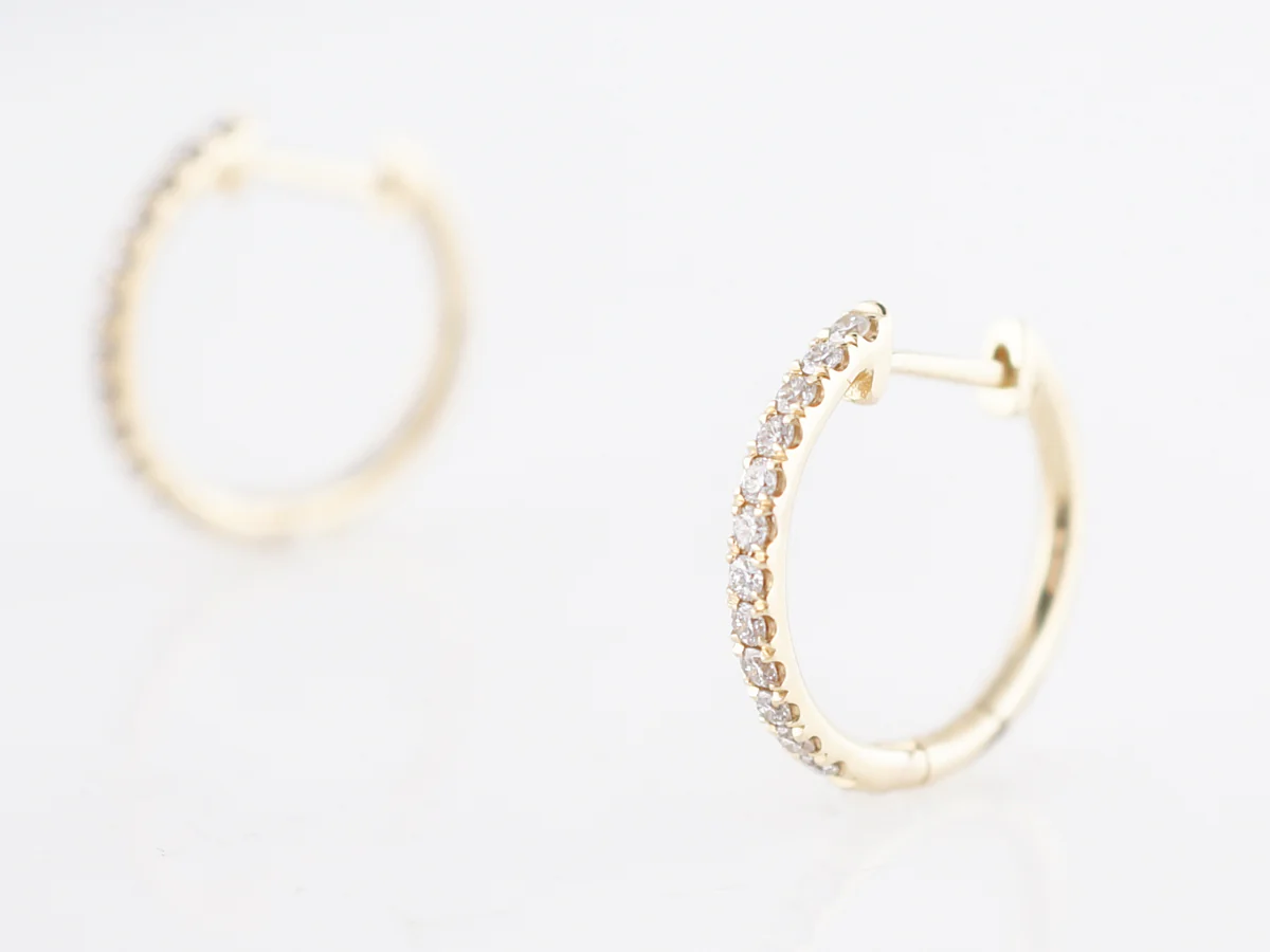 Earrings Modern .24 Round Brilliant Cut Diamonds in 14K Yellow Gold - Image 3
