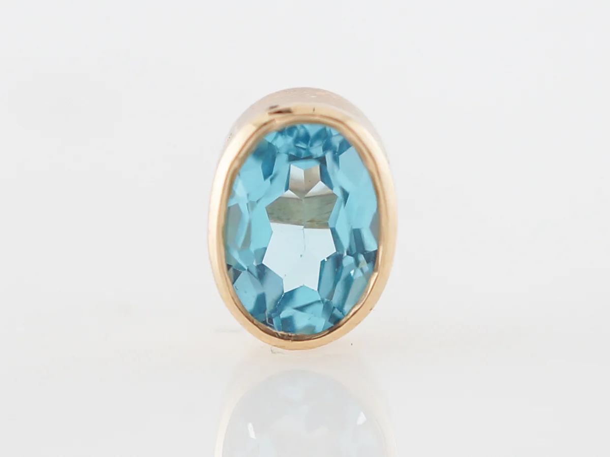 Earrings Modern 3.20 Oval Cut Blue Topaz in 14k Yellow Gold - Image 3