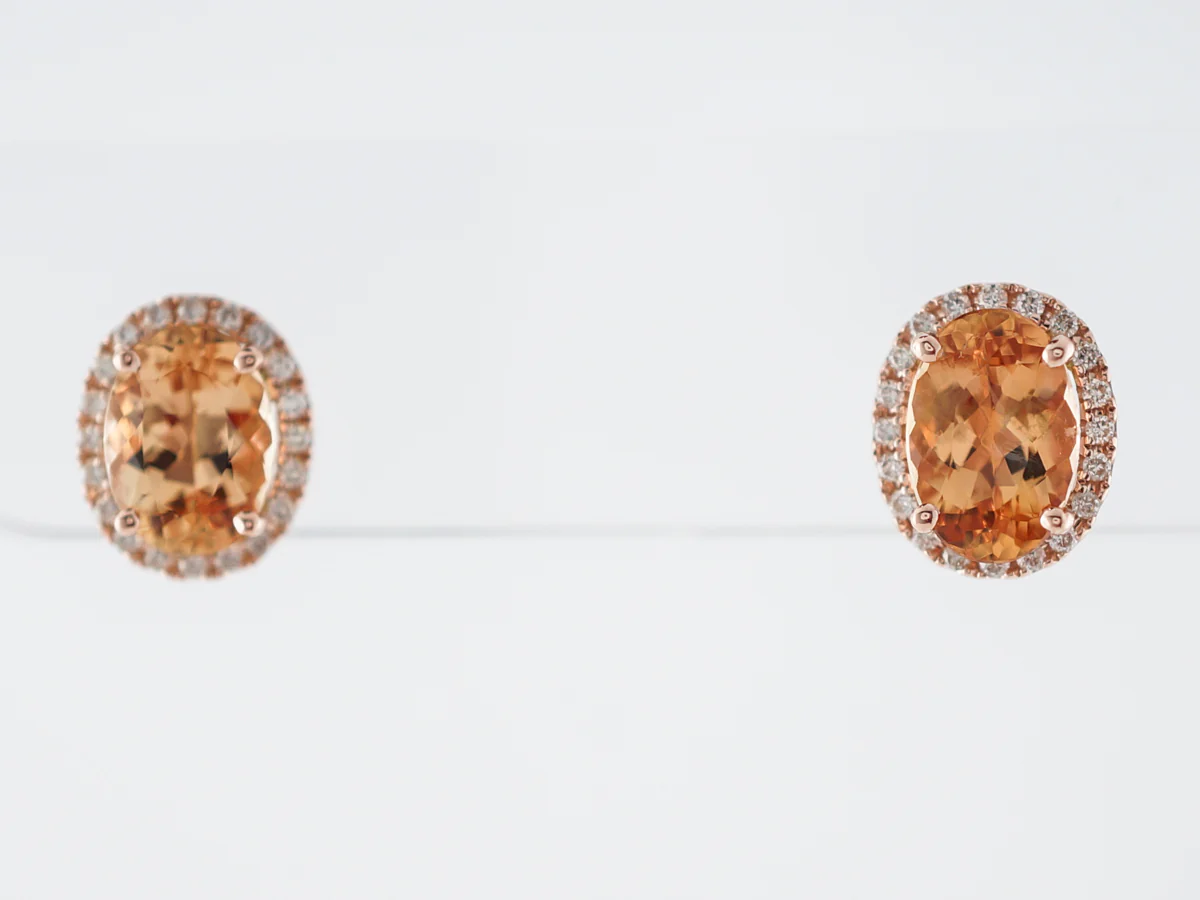 Earrings Modern 3.44 Oval Cut Topaz in 14K Rose Gold