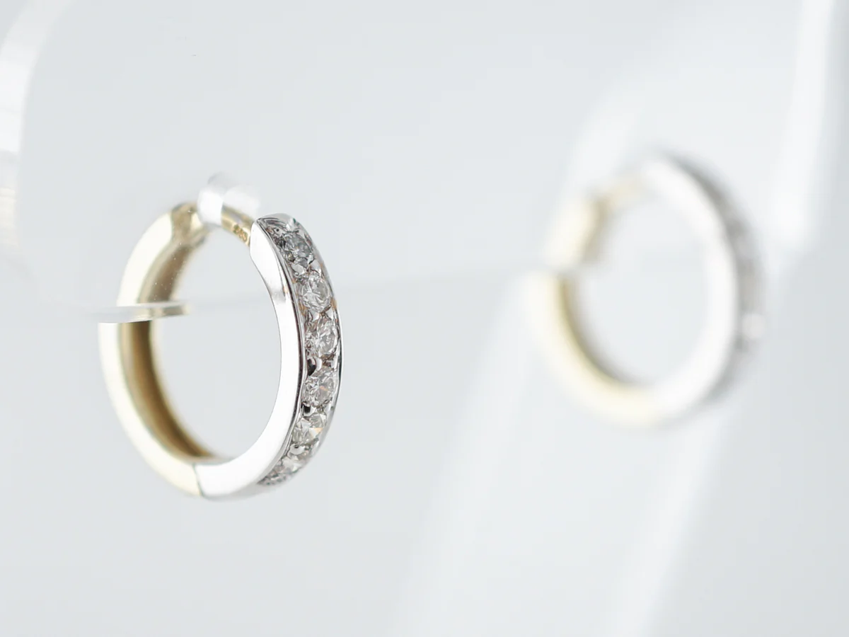 Earrings Modern .30 Round Brilliant Cut Diamonds in 14K White Gold & Yellow Gold - Image 3