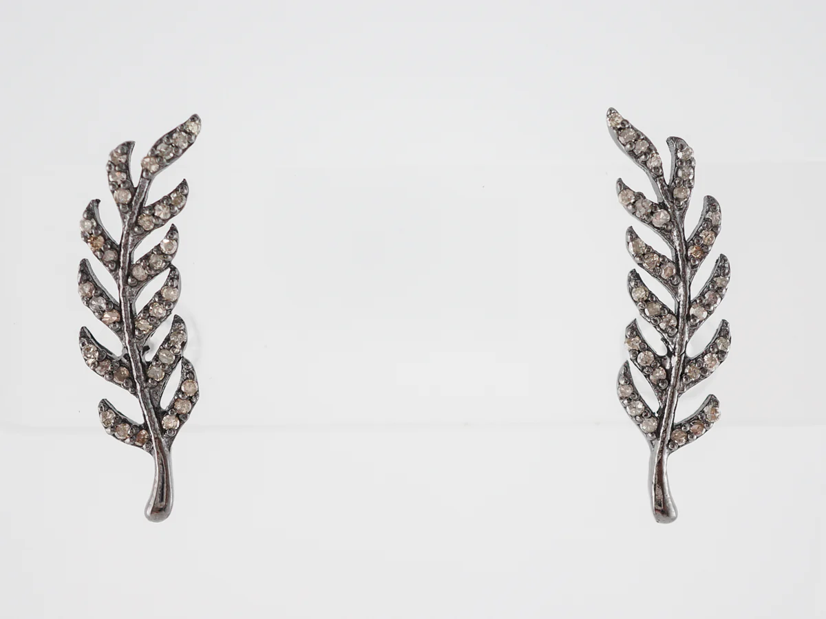 Earrings Modern .34 Round Brilliant Cut Diamonds in Sterling Silver