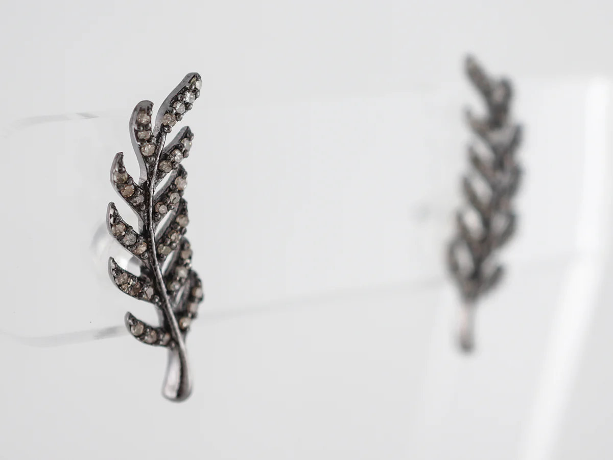 Earrings Modern .34 Round Brilliant Cut Diamonds in Sterling Silver - Image 3