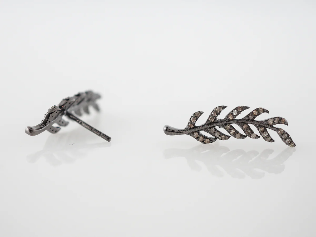 Earrings Modern .34 Round Brilliant Cut Diamonds in Sterling Silver - Image 5