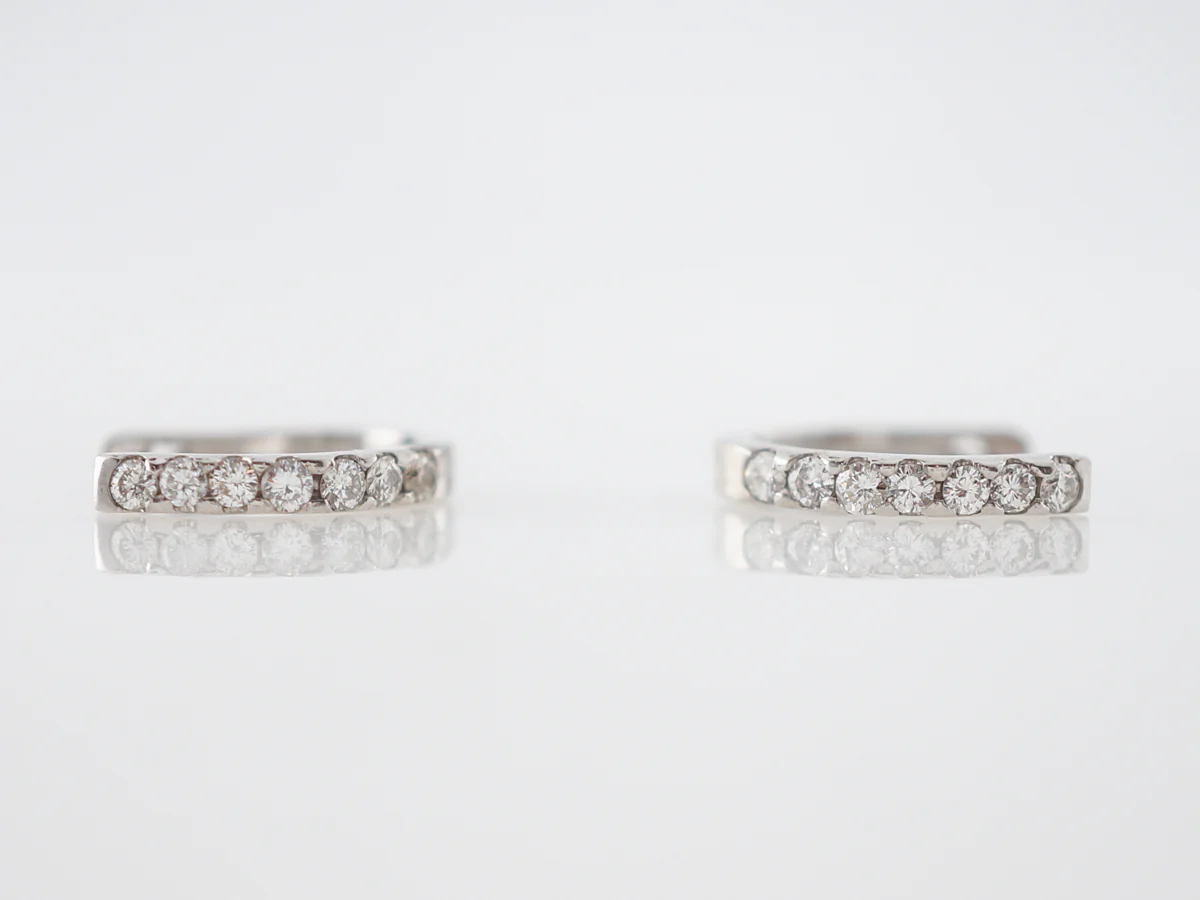 Earrings Modern .35 Round Brilliant Cut Diamonds in 14k White Gold - Image 3