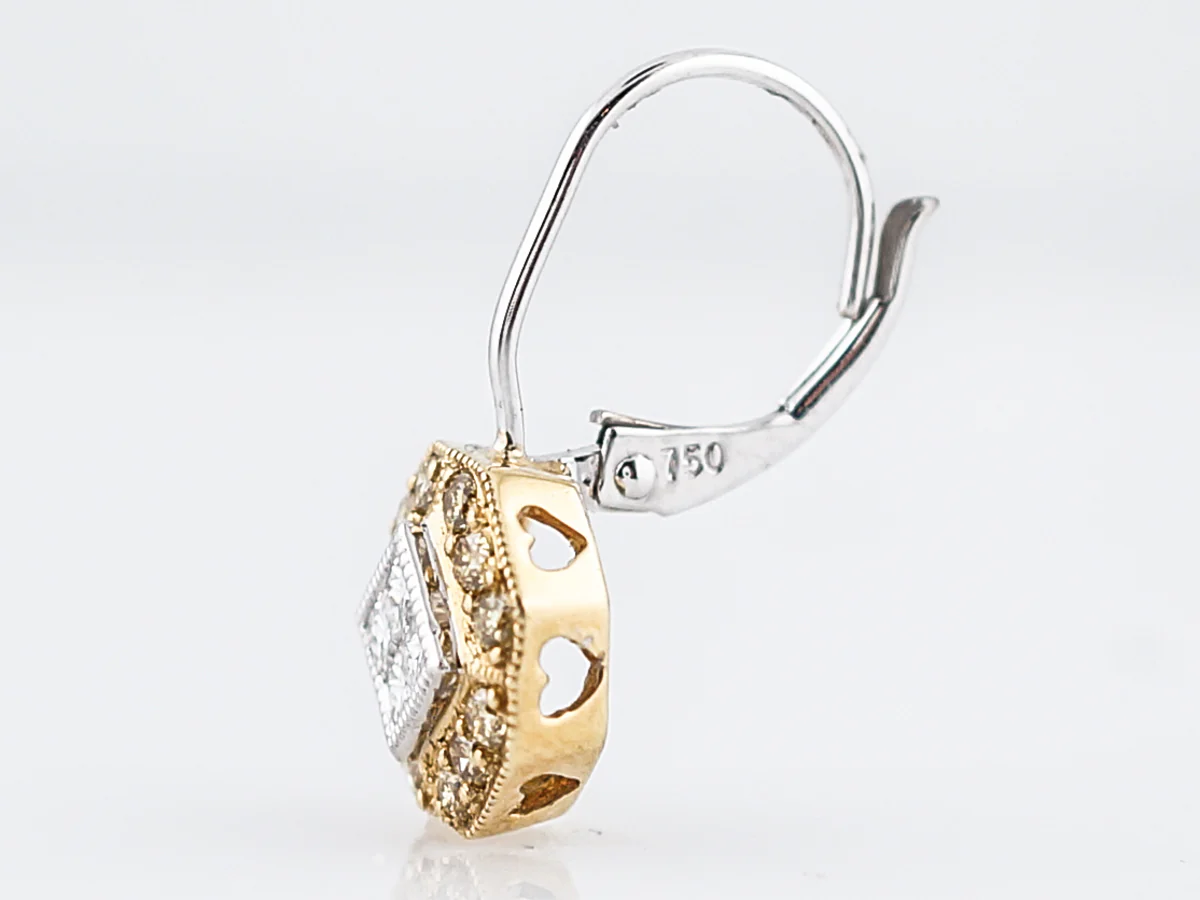 Earrings Modern .36 Diamonds in 18k Yellow &amp; White Gold - Image 3