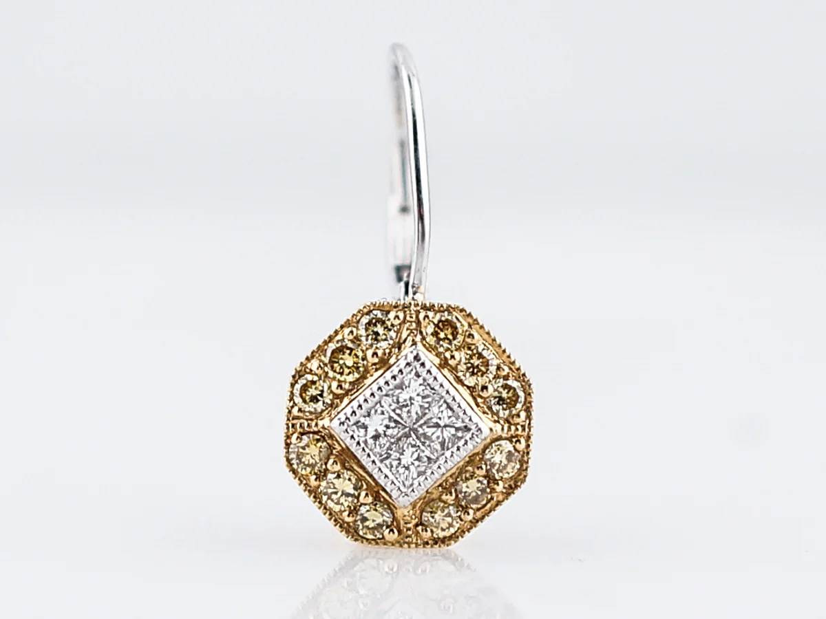 Earrings Modern .36 Diamonds in 18k Yellow &amp; White Gold - Image 4