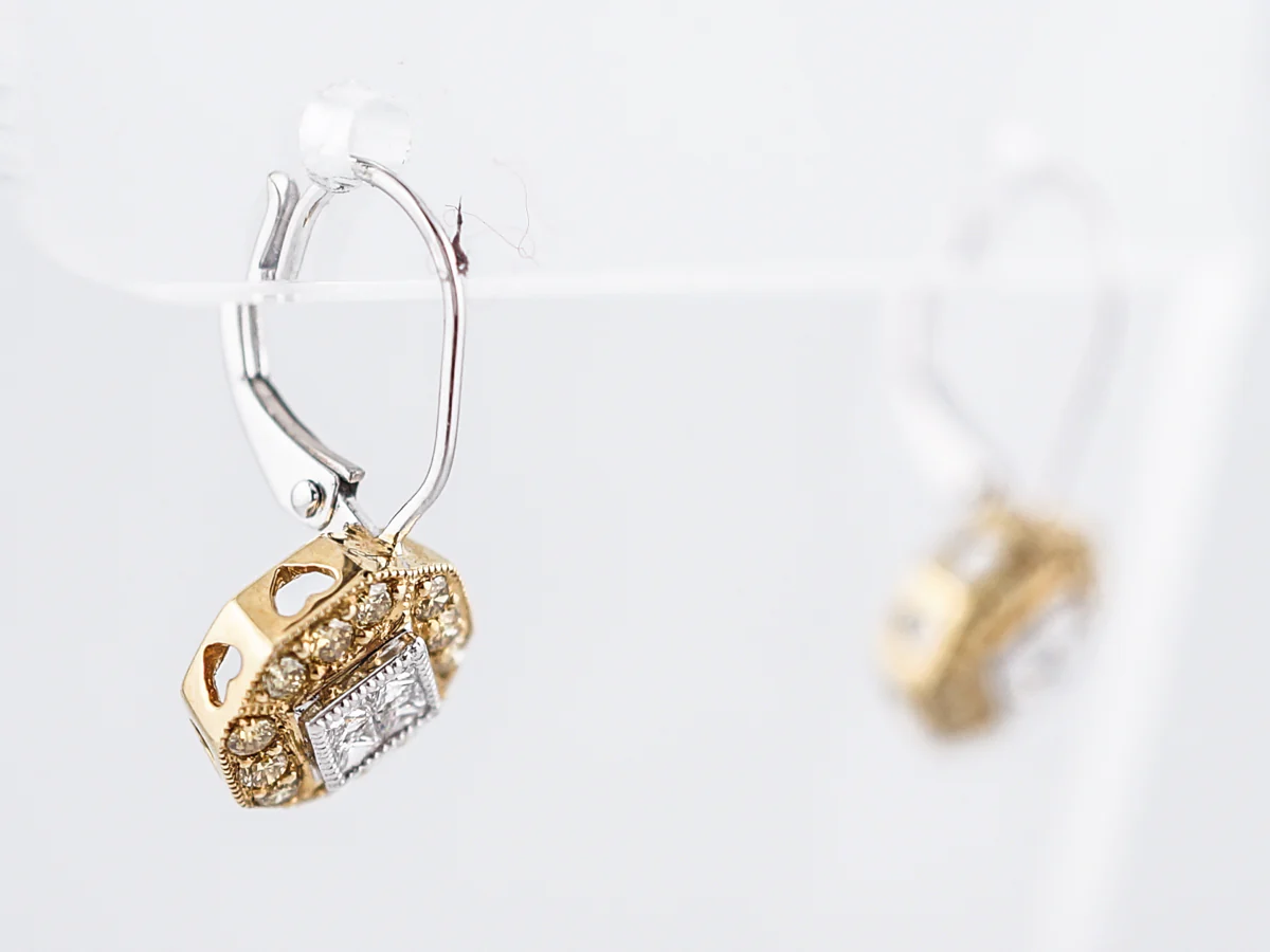 Earrings Modern .36 Diamonds in 18k Yellow &amp; White Gold - Image 5