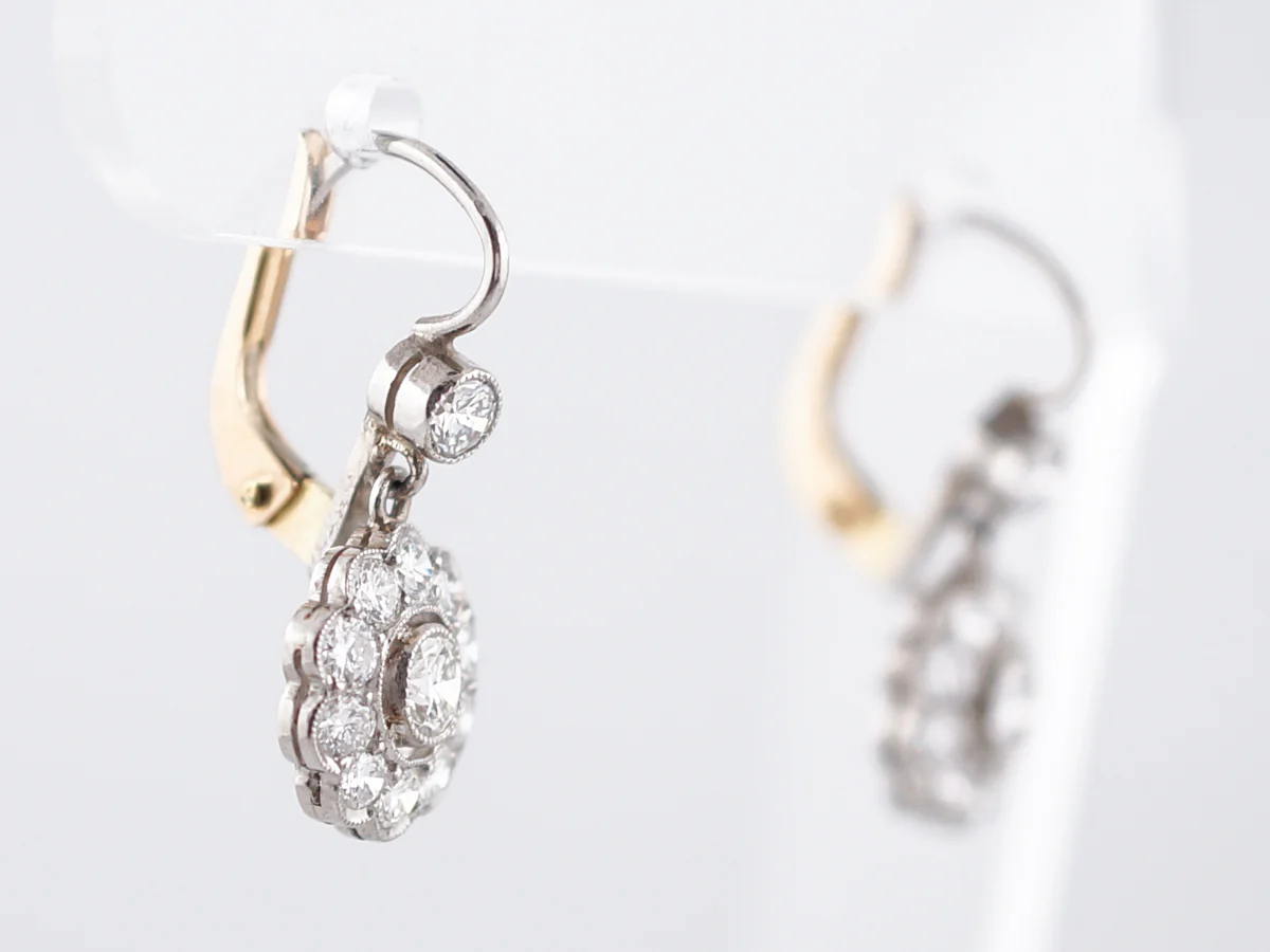 Earrings Modern .36 Round Brilliant Cut Diamonds in 18k Yellow Gold & Platinum - Image 2