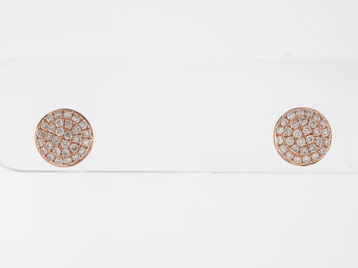 Earrings Modern .38 Round Brilliant Cut Diamonds in 14k Rose Gold - Image 2