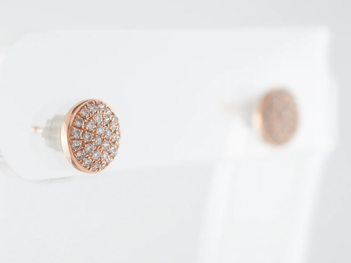 Earrings Modern .38 Round Brilliant Cut Diamonds in 14k Rose Gold - Image 3