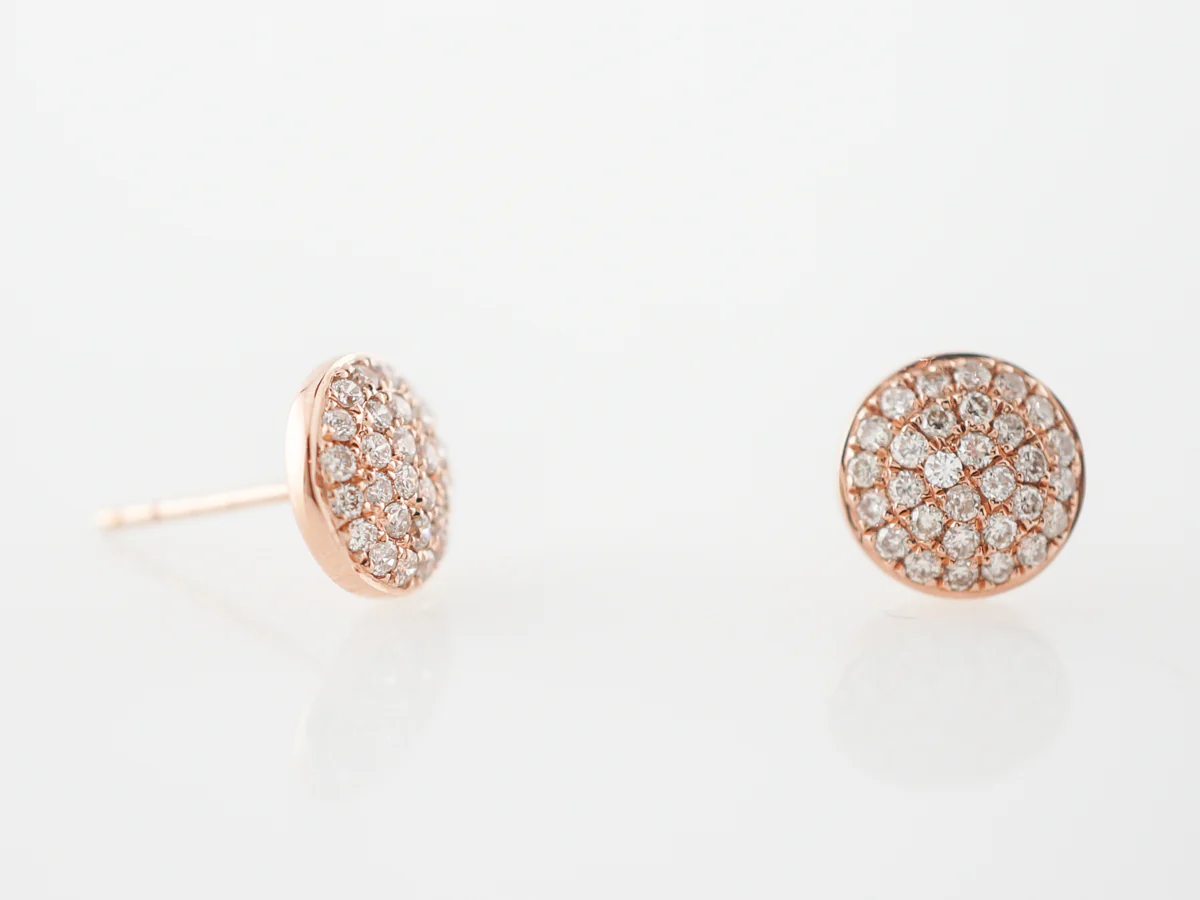 Earrings Modern .38 Round Brilliant Cut Diamonds in 14k Rose Gold - Image 4