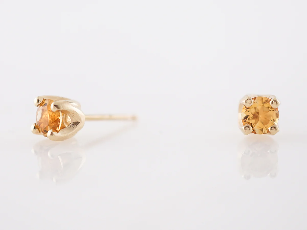 Earrings Modern .40 Round Cut Citrine in 14k Yellow Gold - Image 2
