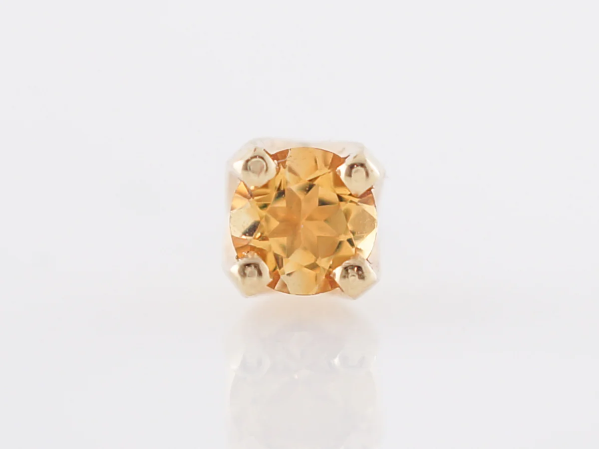 Earrings Modern .40 Round Cut Citrine in 14k Yellow Gold - Image 3