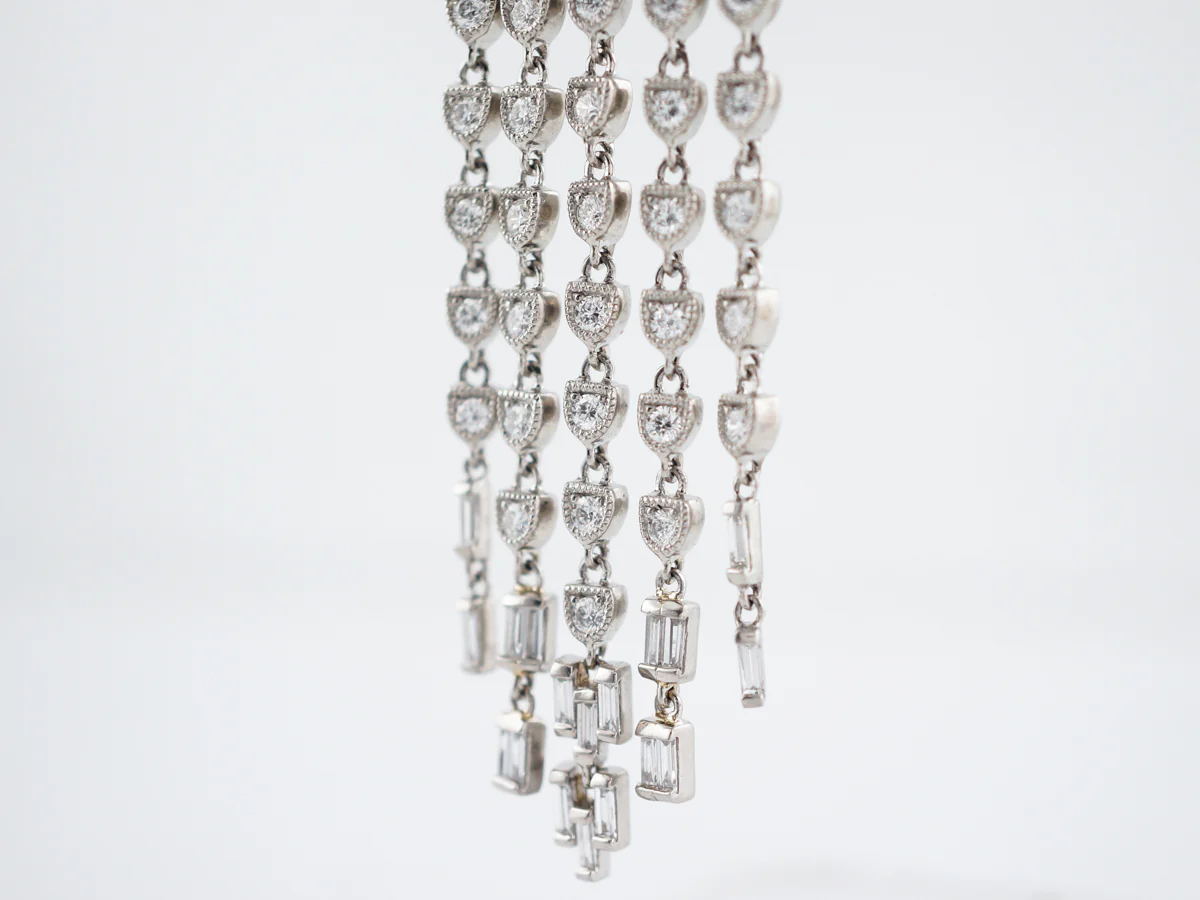 Earrings Modern 5.85 Round Brilliant & Straight Baguette Cut Diamonds in Platinum - Image 5