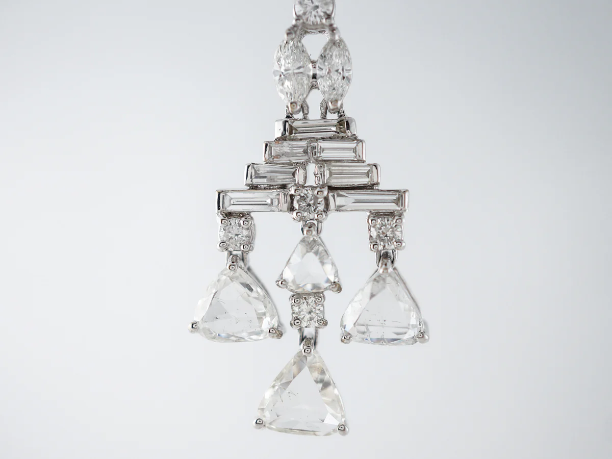 **RTV 1/17/19**Earrings Modern 5.86 Rose Cut, Baguette Cut, Marquise Cut, Single Cut & Round Brilliant Cut Diamonds in 18K White Gold - Image 4