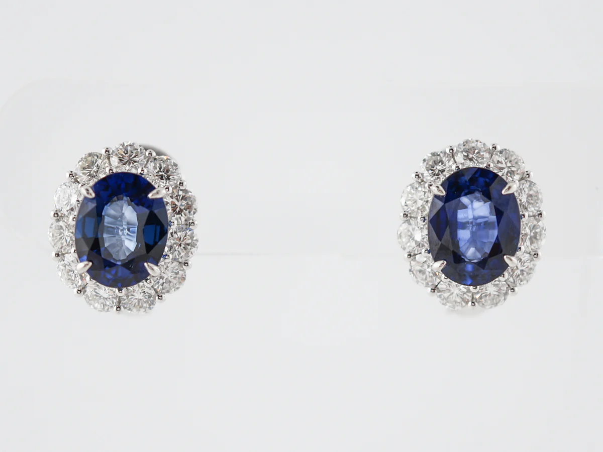 Earrings Modern 5.87 Oval Cut Sapphire in Platinum