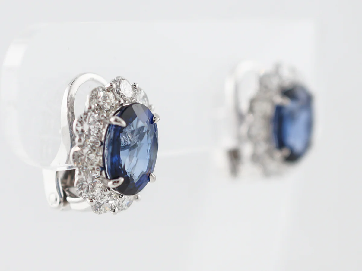 Earrings Modern 5.87 Oval Cut Sapphire in Platinum - Image 2