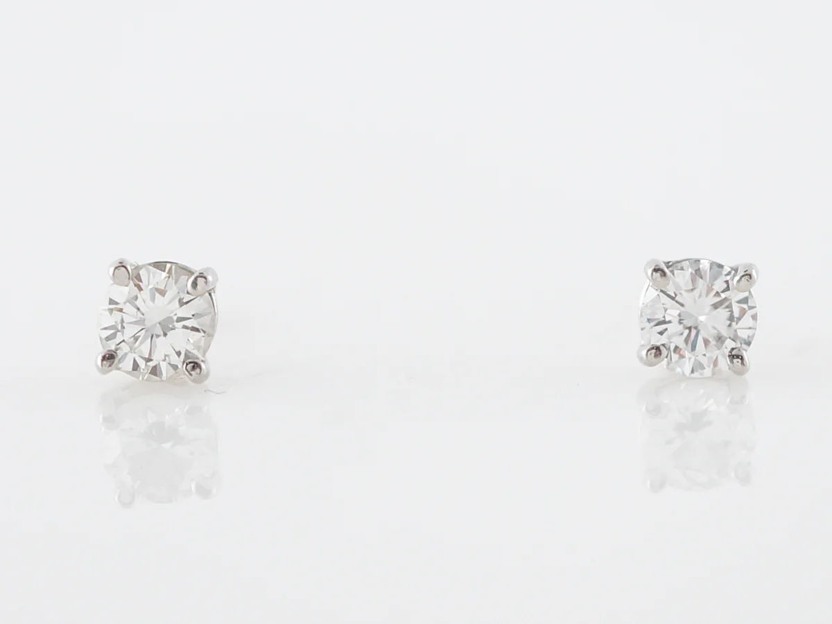 Earrings Modern .50 Round Brilliant Cut Diamond in 14k White Gold - Image 2