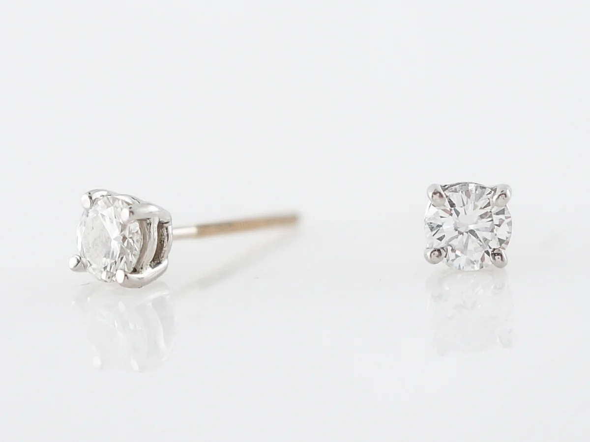 Earrings Modern .50 Round Brilliant Cut Diamond in 14k White Gold - Image 3