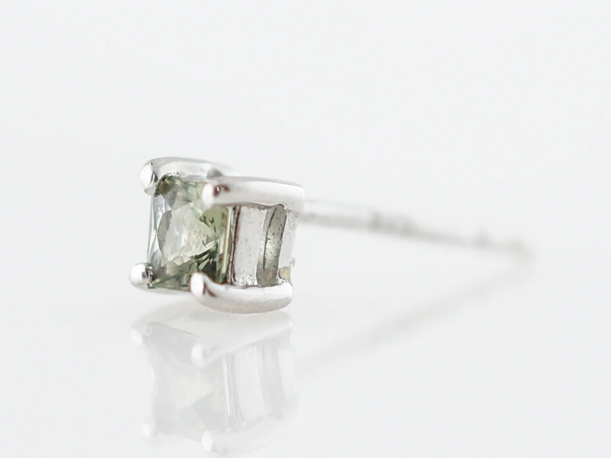 Earrings Modern .52 Princess Cut Green Sapphire in Sterling Silver - Image 4