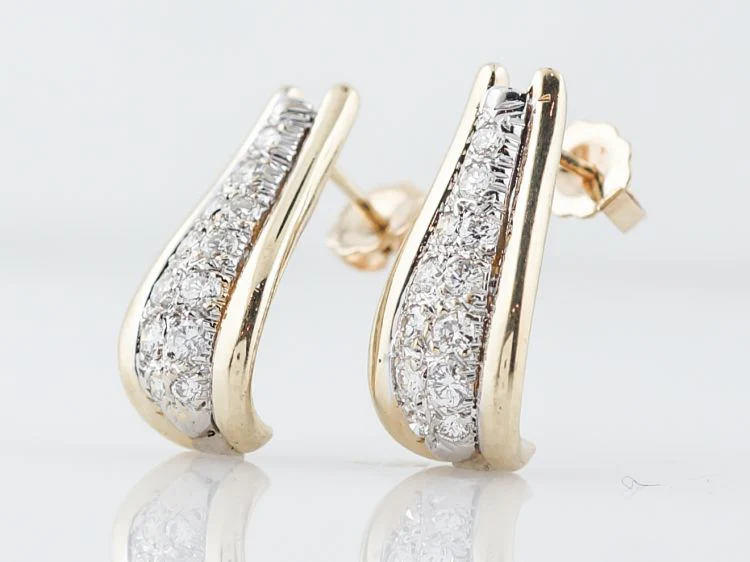 Earrings Modern .52 Round Brilliant Cut Diamonds in 14k Yellow Gold - Image 2