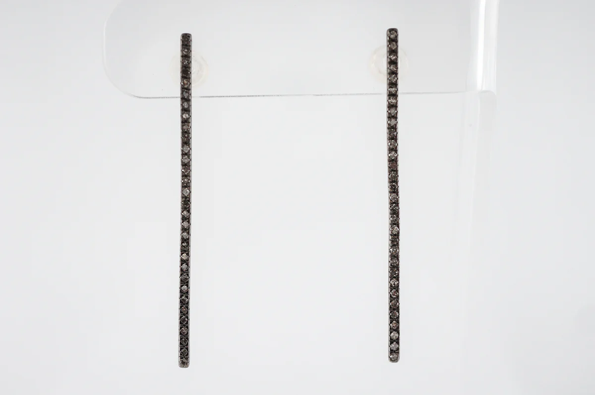 Earrings Modern .53 Round Brilliant Cut Diamonds in Sterling Silver