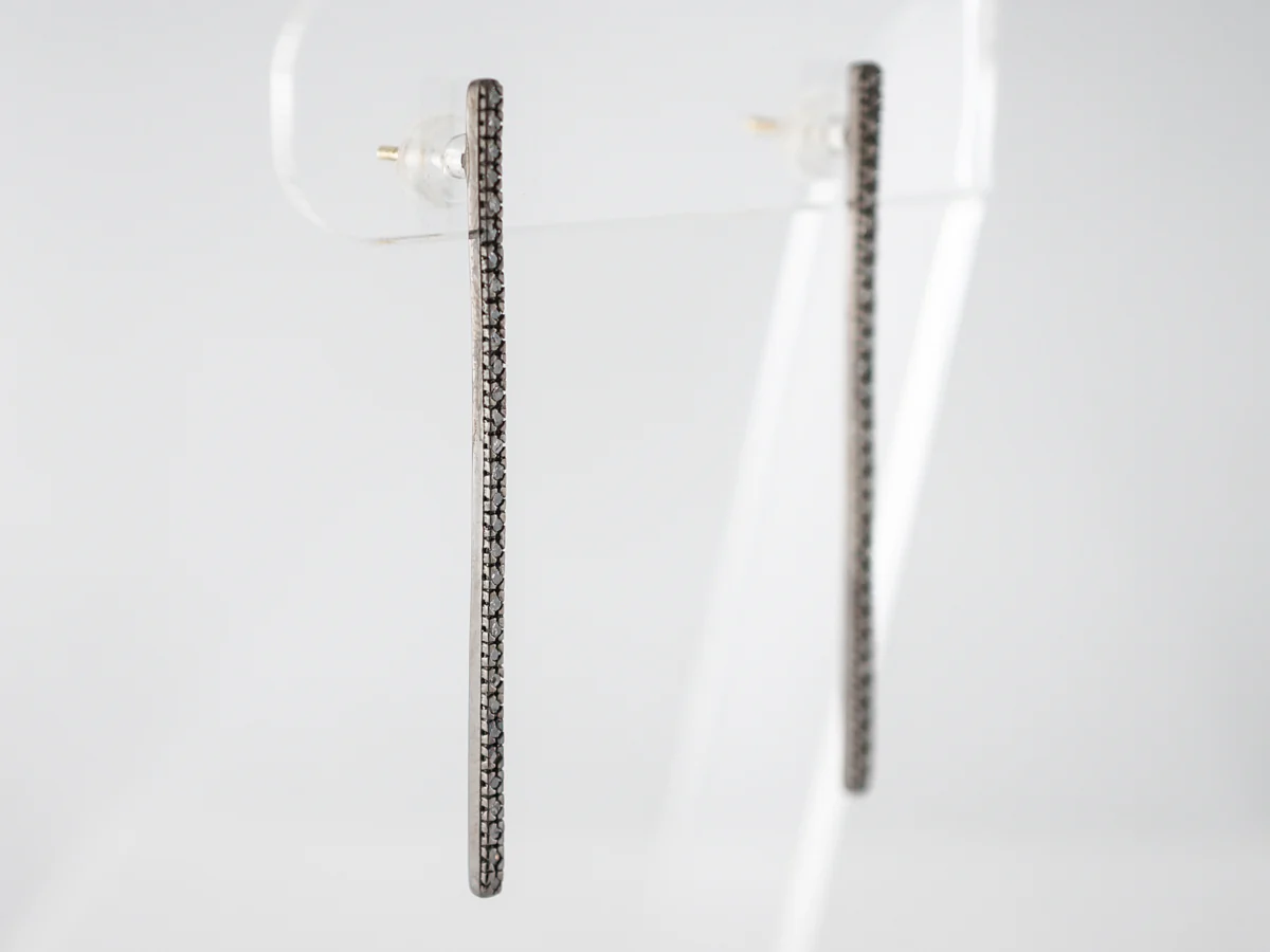 Earrings Modern .53 Round Brilliant Cut Diamonds in Sterling Silver - Image 2