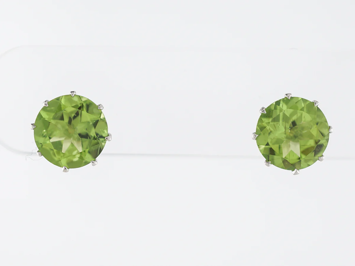 Earrings Modern 6.70 Round Cut Peridot in 18K Yellow Gold