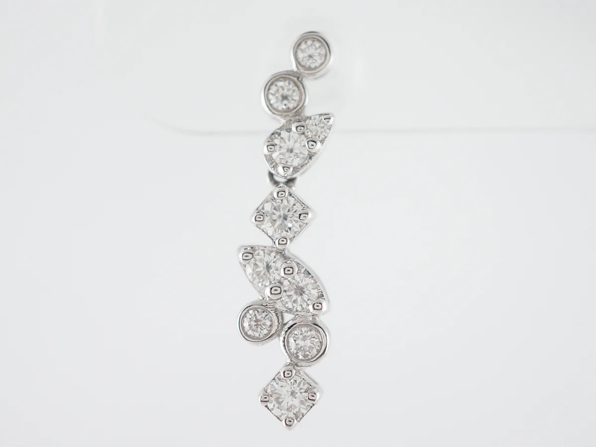 Earrings Modern .60 Round Brilliant Cut Diamonds in 14k White Gold - Image 3