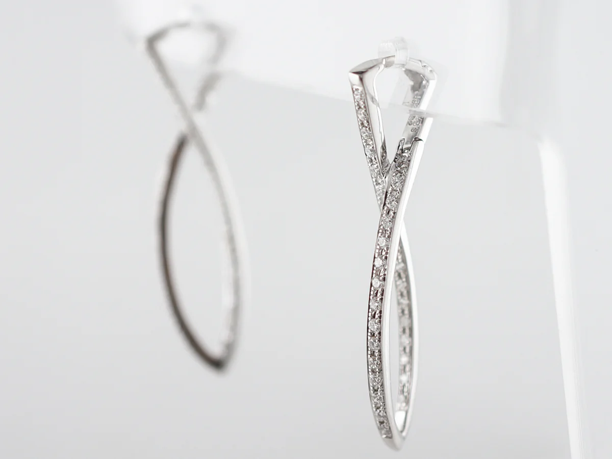 Earrings Modern .62 Round Brilliant Cut 18k White Gold - Image 2