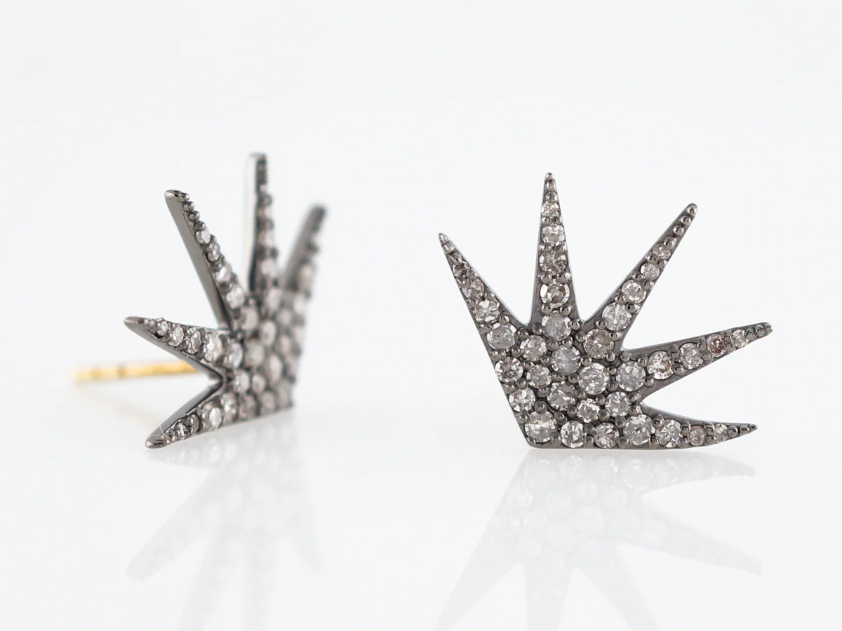 Earrings Modern .66 Single Cut Diamonds in Sterling Silver - Image 2